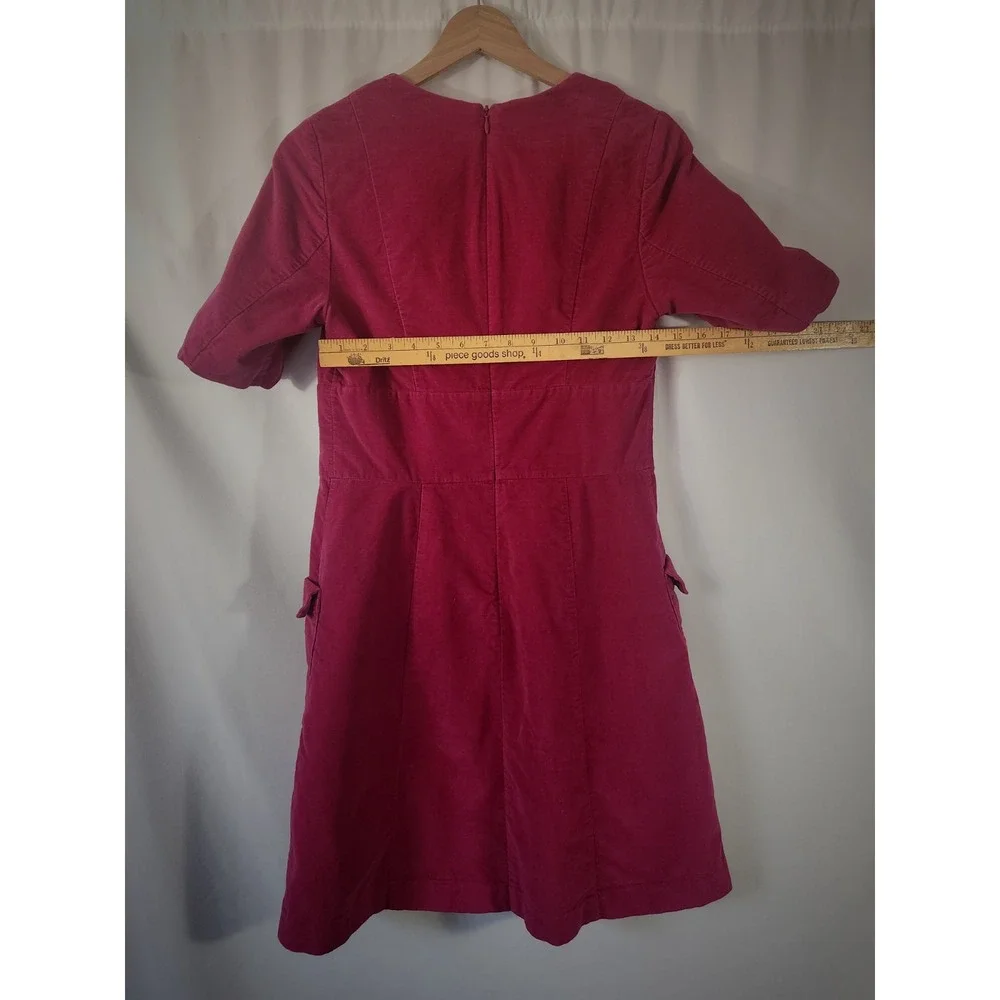 Boden Arylide Pink Velvet Hampshire Shift‎ Dress Pockets Embroidered Womens 6R